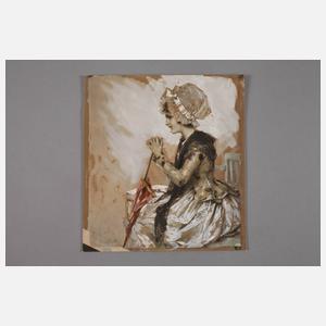 Prof. Heinrich Lefler, Junge Dame auf der Parkbank