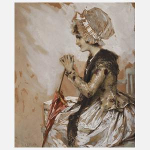 Prof. Heinrich Lefler, Junge Dame auf der Parkbank