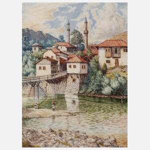Joh. Pechhacker, Bosnisches Dorf am Fluss
