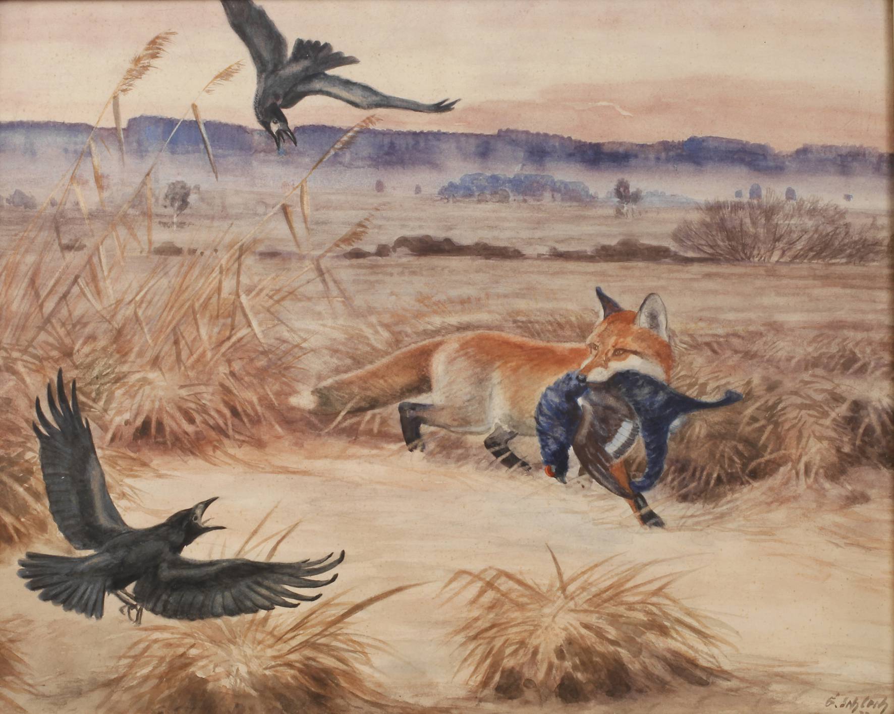Georg Schlech, Fuchs mit Beute