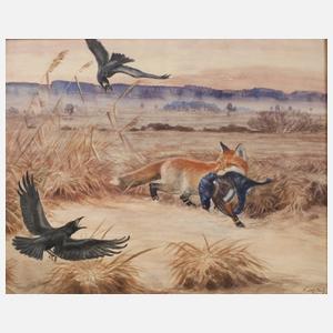Georg Schlech, Fuchs mit Beute