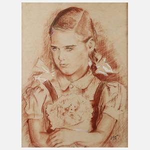W. Unger, Mädchenportrait mit Puppe