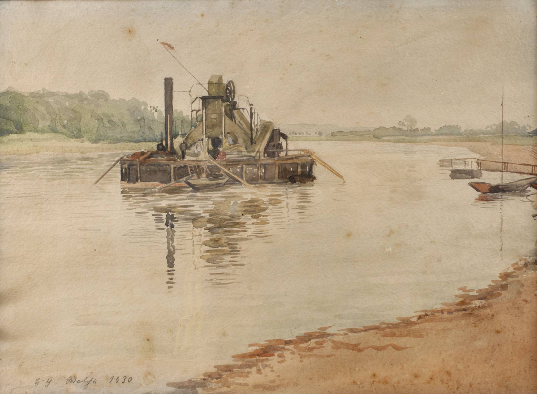 Flussbagger auf dem Fluss