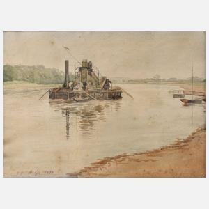 Flussbagger auf dem Fluss