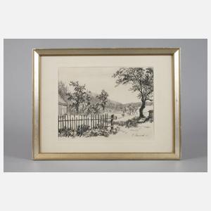 Prof. Karl Hanusch, Landschaft mit Gartenzaun