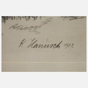 Prof. Karl Hanusch, Landschaft mit Gartenzaun