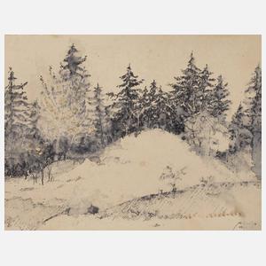 Adolf Sachs, Haus hinter Bäumen