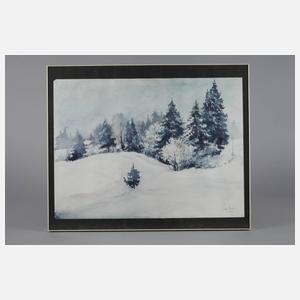 Adolf Sachs, Winterlandschaft mit Hütte