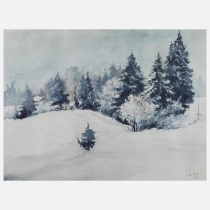 Adolf Sachs, Winterlandschaft mit Hütte