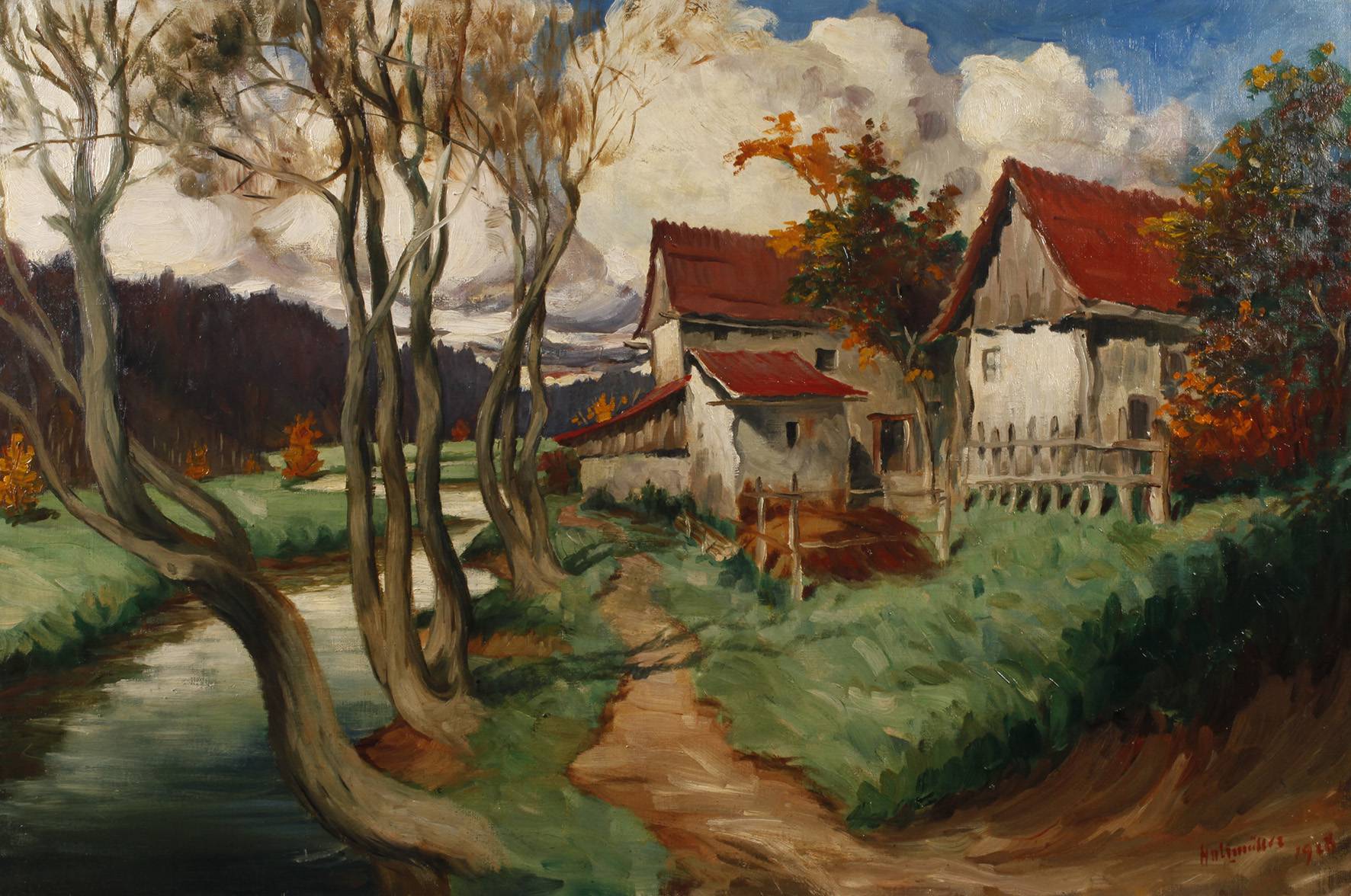 Hans Holzmüller, Gehöft am Bach