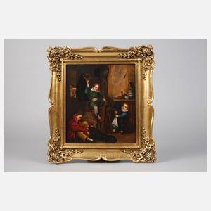 Spielende Kinder im Pferdestall