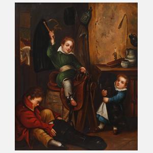 Spielende Kinder im Pferdestall