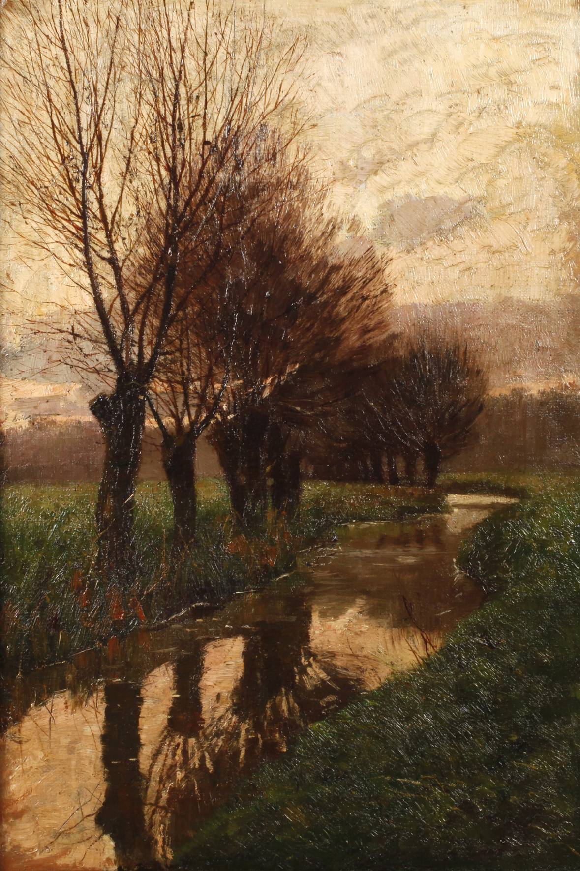 Gustave Adolphe Chassevent, attr., Kopfweiden am Fluss