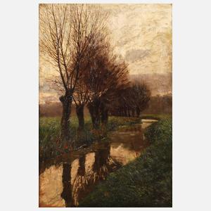 Gustave Adolphe Chassevent, attr., Kopfweiden am Fluss