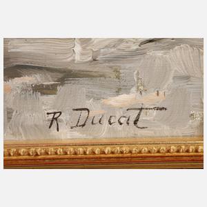 R. Ducat, Abendsonne im Winterwald