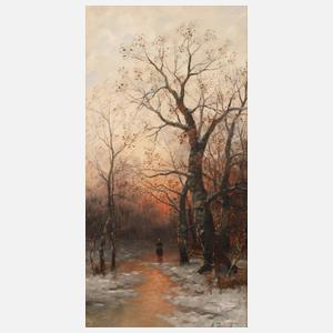 R. Ducat, Abendsonne im Winterwald