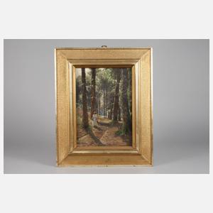 Karl Oenike, Waldweg mit Dame und Eichhörnchen