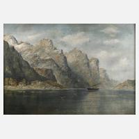 Georg Anton Rasmussen, Fjordlandschaft mit Dampfschiff111