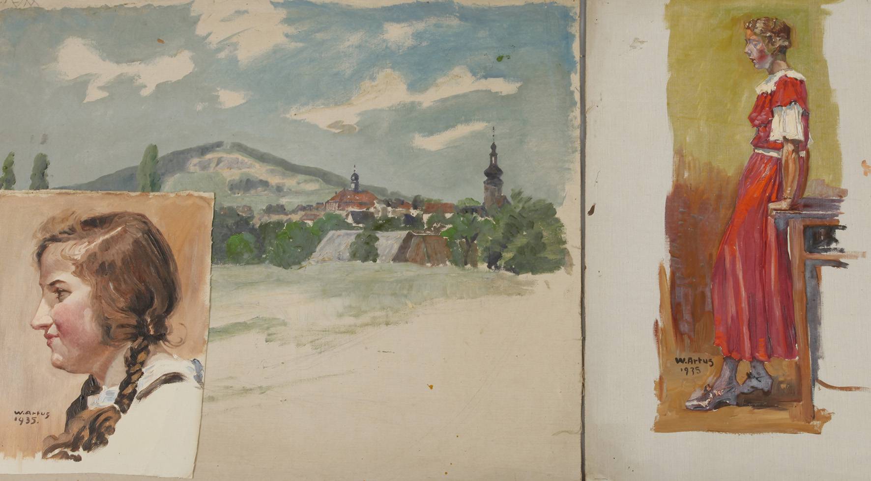 Walter Artus, drei Ölstudien