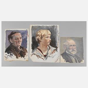 Walter Artus, drei Portraitstudien