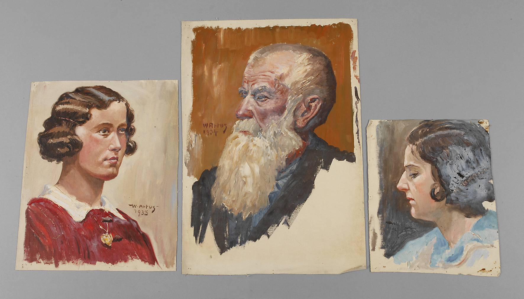 Walter Artus, drei Portraitstudien