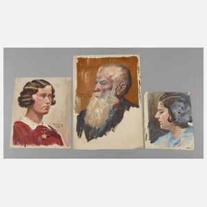 Walter Artus, drei Portraitstudien