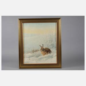 K. A. Bauer, Hase in Winterlandschaft