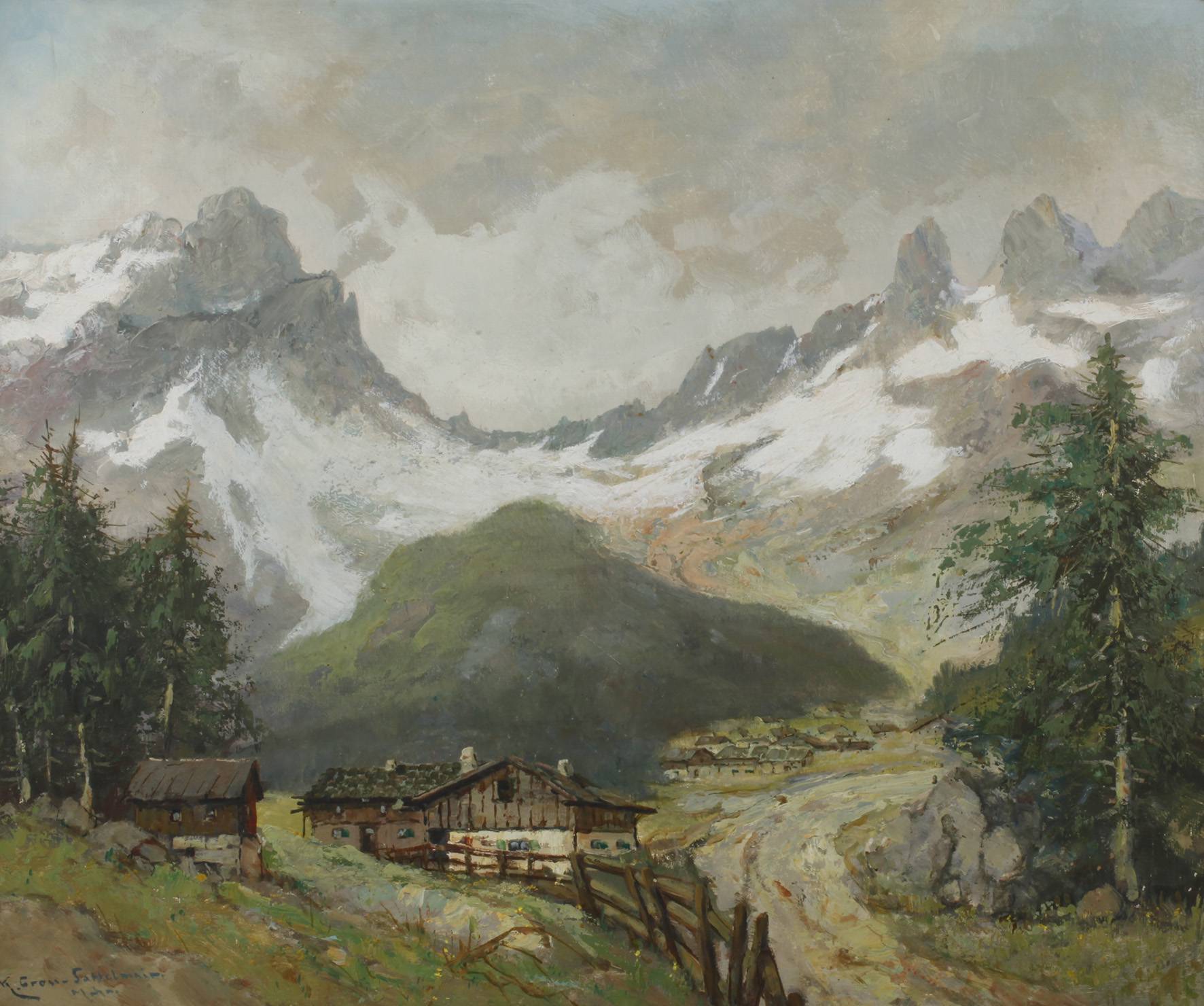 Karl Gross-Sattelmair, ”Im Gauertal mit den Drei Türmen”