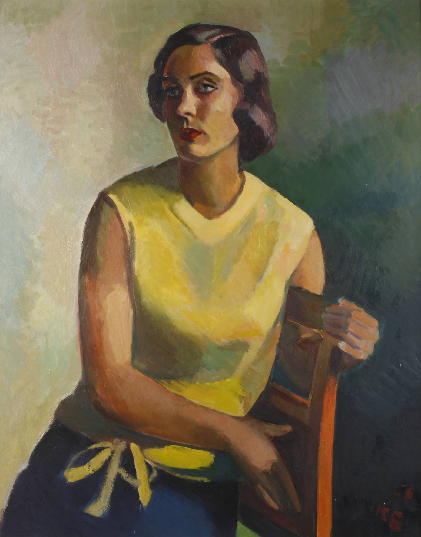 Karl Gunschmann, Sitzende Dame mit gelbem Oberteil