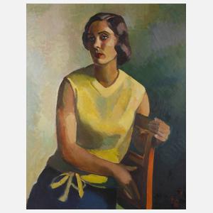 Karl Gunschmann, Sitzende Dame mit gelbem Oberteil