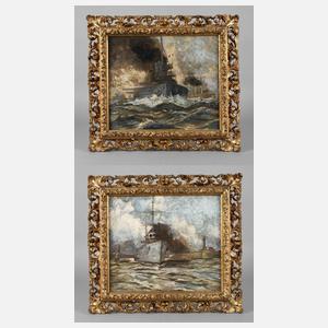 K. Köppel, Paar Gemälde deutsche Kriegsmarine