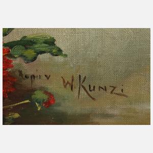 W. Kunz, Blumenstrauß in bauchiger Vase