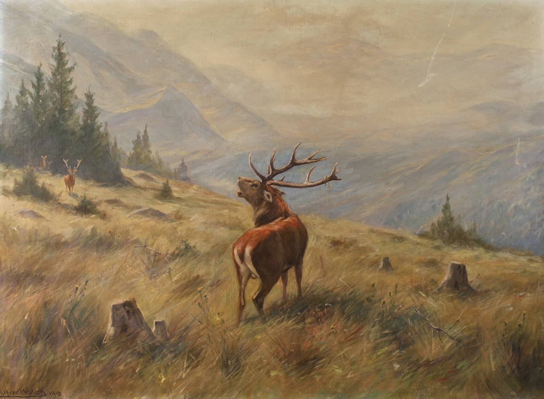 Alfred Mailick, Röhrender Hirsch im Gebirge