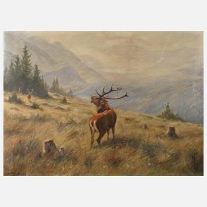 Alfred Mailick, Röhrender Hirsch im Gebirge