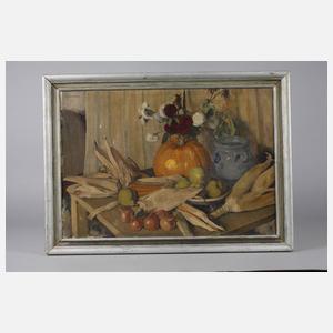Marlier, Herbststillleben mit Kürbis und Maiskolben