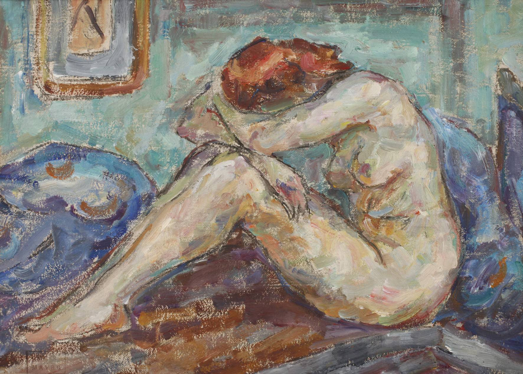 Mania Mavro, attr., Kauernder Damenakt