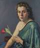 A. Mendler, Damenportrait mit Tulpe