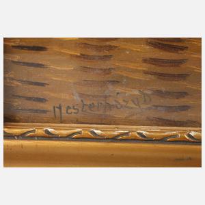 Dènes Mesteàzy, attr., Drei Hunde im Korb