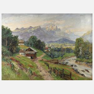Hugo Müller-Mohr, Dorf in alpiner Landschaft
