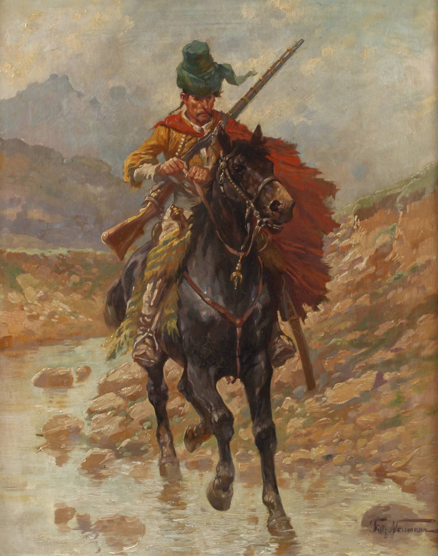 Fritz Neumann, Kosake zu Pferd