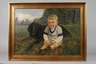 K. Otto, Kind mit Hund in Sommerlandschaft