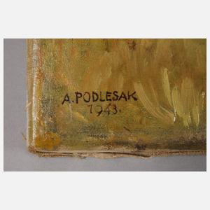 A. Podlesak, Graslandschaft mit Bäumen