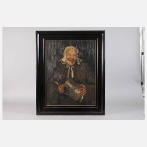 Prof. Robert Seuffert Senior, Alte Frau mit Zinnkrug