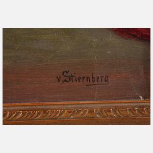 Theodor von Stiernberg, Stillleben mit Käuzchen und Kartenspiel