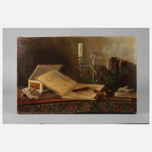 Schreibtischstillleben mit Pfeife