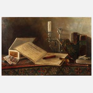 Schreibtischstillleben mit Pfeife