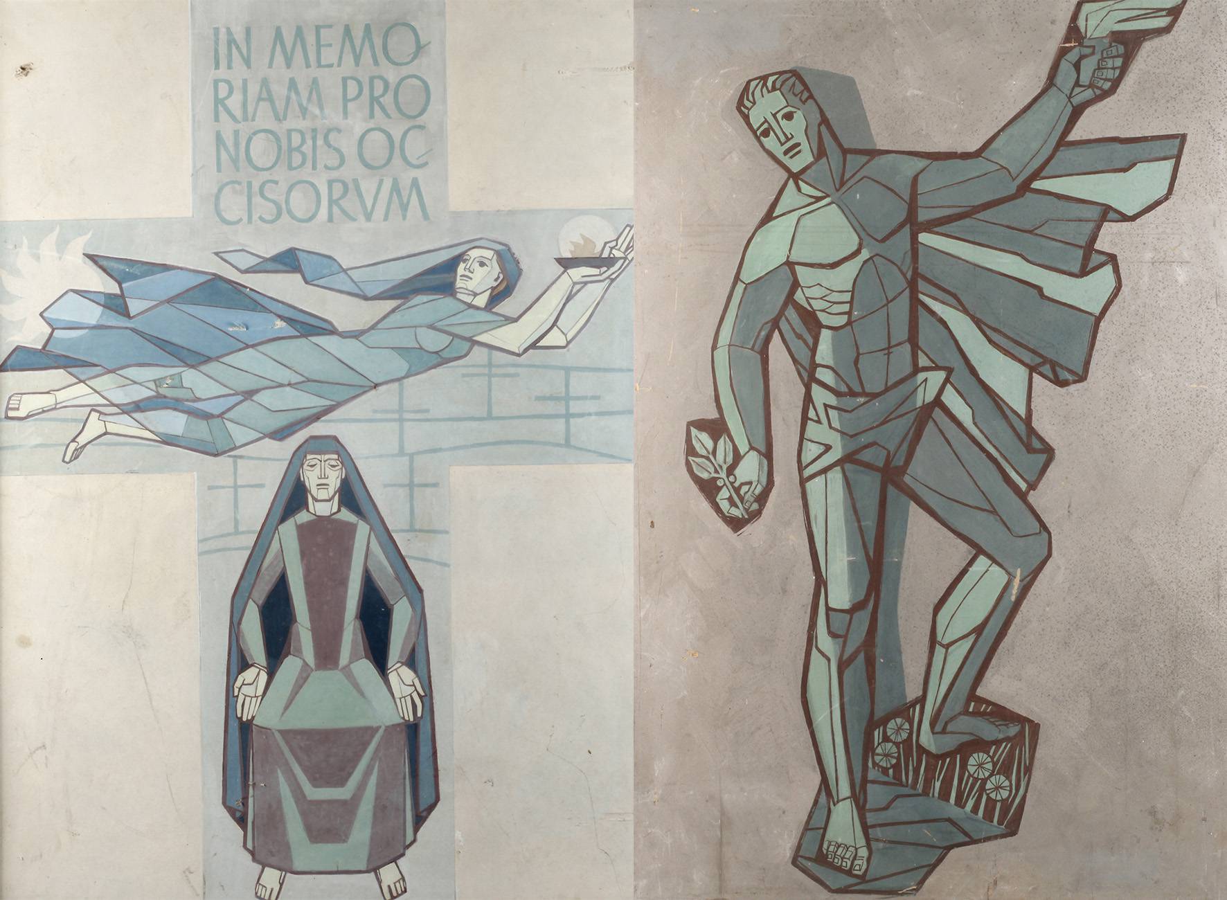 Zwei Entwürfe für Wandgestaltung zum Opfergedächtnis