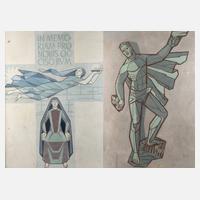 Zwei Entwürfe für Wandgestaltung zum Opfergedächtnis111