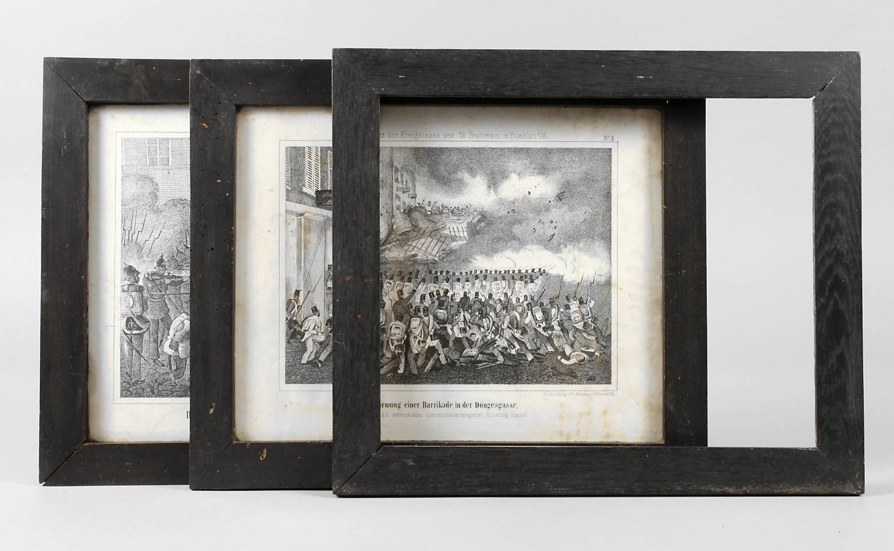 Drei schwarze Biedermeierleisten um 1850