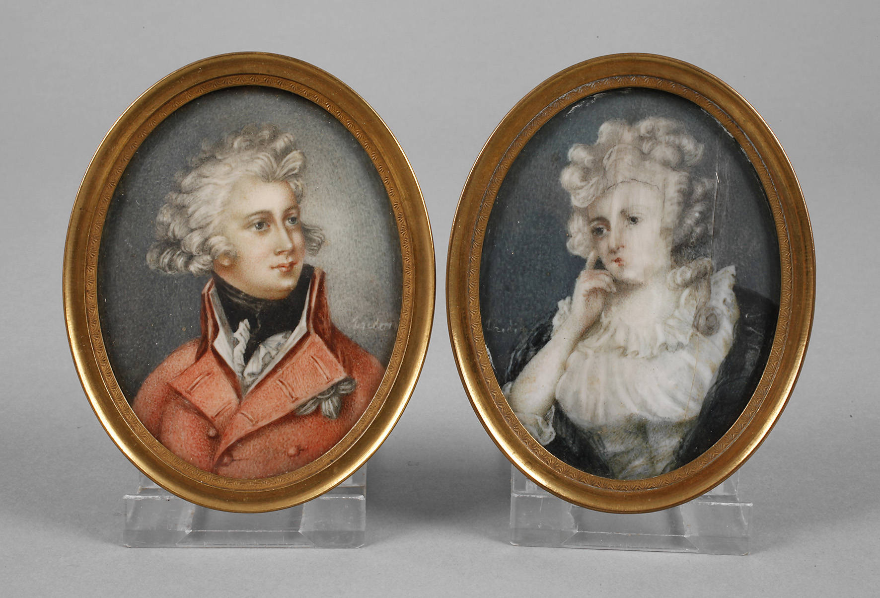 Paar Elfenbeinminiaturen